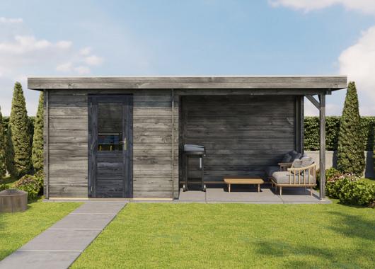 Lugarde Blokhut met overkapping Deventer 250x250cm + 300cm 