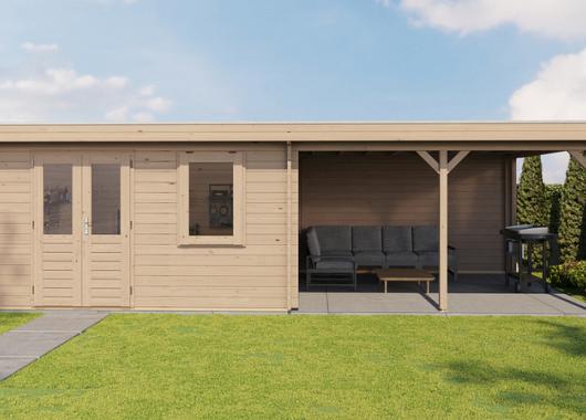 Lugarde Blokhut met overkapping Didam 400x400cm + 400cm