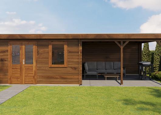 Lugarde Blokhut met overkapping Didam 400x400cm + 400cm