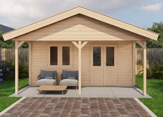 Lugarde Blokhut met overkapping Bennekom 500x400cm + 200cm 