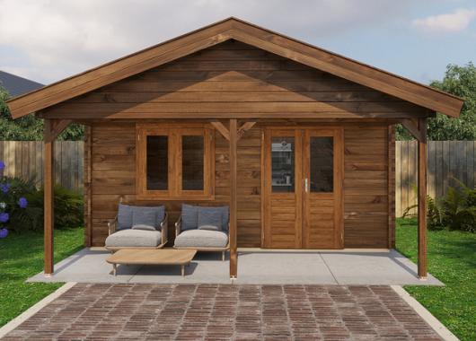 Lugarde Blokhut met overkapping Bennekom 500x400cm + 200cm 