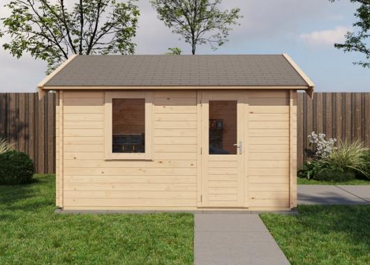 Lugarde Blokhut Maurik met garagedeur 400x400cm 