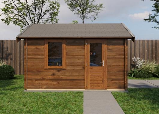 Lugarde Blokhut Maurik met garagedeur 400x400cm 