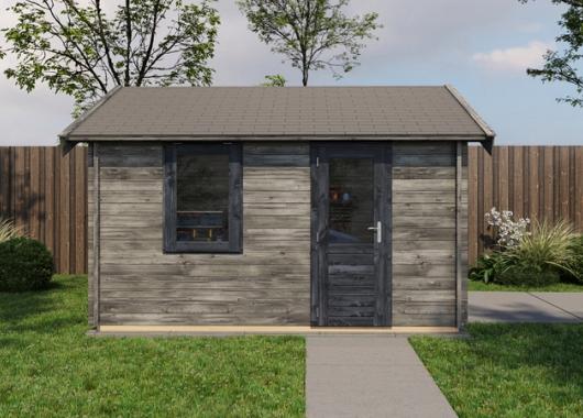 Lugarde Blokhut Maurik met garagedeur 400x400cm 