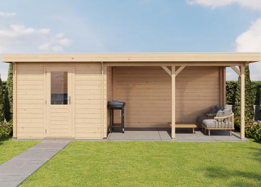 Lugarde Blokhut met overkapping Ede 250x250cm + 400cm