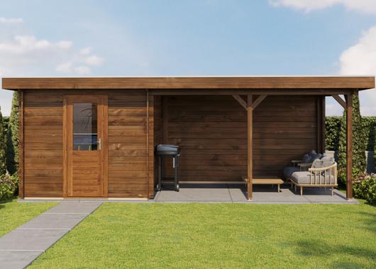 Lugarde Blokhut met overkapping Ede 250x250cm + 400cm