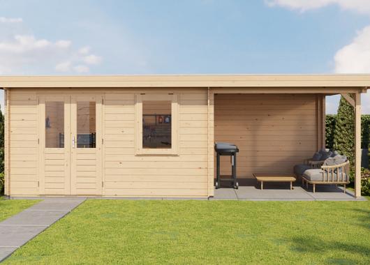 Lugarde Blokhut met overkapping Elst 400x300cm + 300cm 