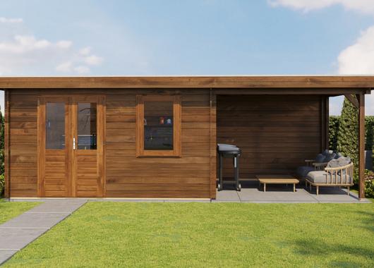 Lugarde Blokhut met overkapping Elst 400x300cm + 300cm 