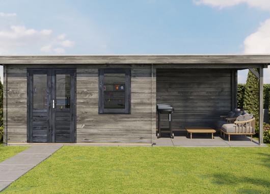 Lugarde Blokhut met overkapping Elst 400x300cm + 300cm 