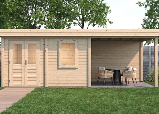 Lugarde Modern tuinhuis 28mm met overkapping Emmen 388x300cm + 300cm 