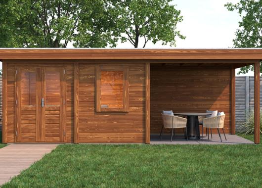 Lugarde Modern tuinhuis 28mm met overkapping Emmen 388x300cm + 300cm 