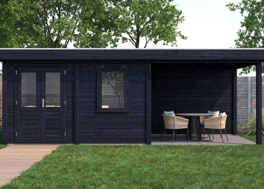 Lugarde Modern tuinhuis 28mm met overkapping Emmen 388x300cm + 300cm 