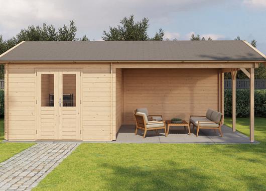 Lugarde Blokhut met overkapping Haaksbergen 300x400cm + 400cm