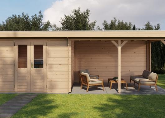 Lugarde Blokhut met overkapping Harderwijk 300x300cm + 400cm 