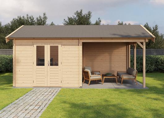 Lugarde Blokhut met overkapping Hattem 300x400cm + 300cm