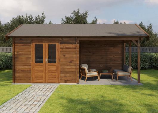 Lugarde Blokhut met overkapping Hattem 300x400cm + 300cm