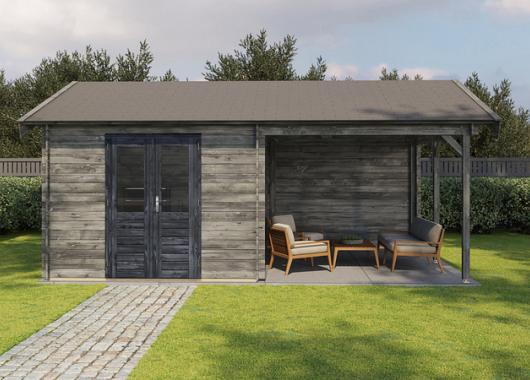 Lugarde Blokhut met overkapping Hattem 300x400cm + 300cm