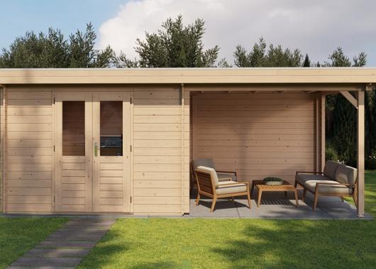 Lugarde Blokhut met overkapping Hilversum 300x300cm + 300cm