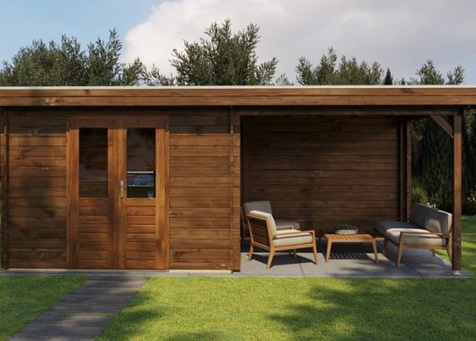 Lugarde Blokhut met overkapping Hilversum 300x300cm + 300cm