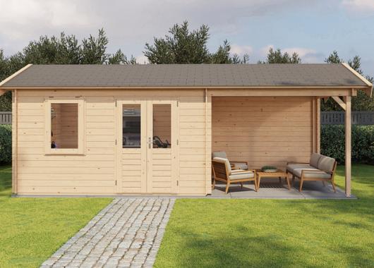 Lugarde Blokhut met overkapping Holten 400x300cm + 300cm