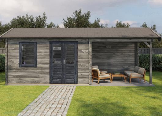 Lugarde Blokhut met overkapping Holten 400x300cm + 300cm