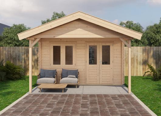 Lugarde Blokhut met overkapping Katwijk 400x300cm + 200cm 