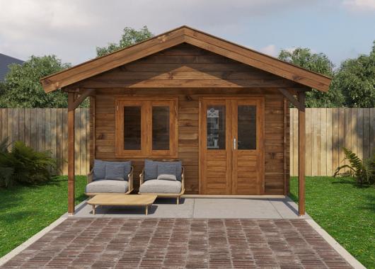 Lugarde Blokhut met overkapping Katwijk 400x300cm + 200cm 