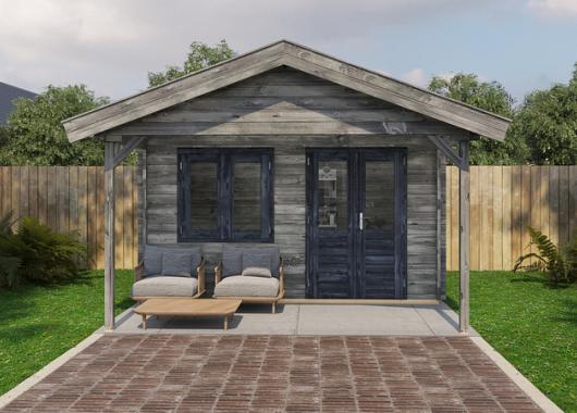 Lugarde Blokhut met overkapping Katwijk 400x300cm + 200cm 