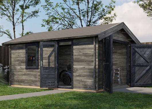 Lugarde Blokhut Opheusden met garagedeur 350x500cm