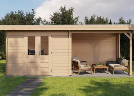 Lugarde Blokhut met overkapping Wageningen 300x250cm + 300cm