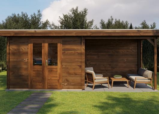 Lugarde Blokhut met overkapping Wageningen 300x250cm + 300cm