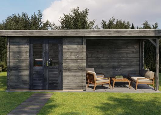 Lugarde Blokhut met overkapping Wageningen 300x250cm + 300cm