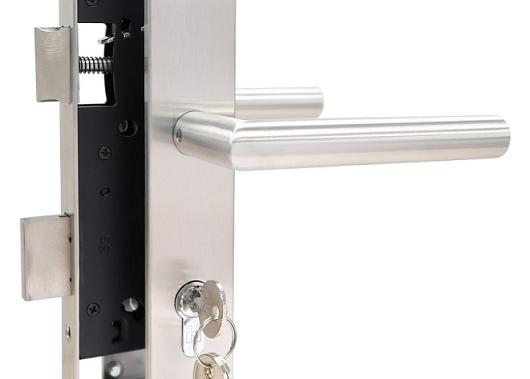 Set voor tuindeuren  72x165mm (schild + rechte kruk) RVS  UIT-60