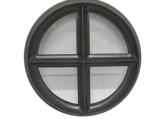 Rond stalen raam zwarte structuurcoating 