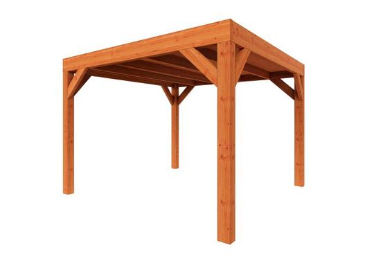 Zelfbouwpakket plat dak modern 3100x3750x2450mm geschaafd Douglas (incl. bev, excl. dakafwerking)      ZB-40.1000