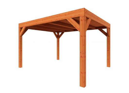 Zelfbouwpakket plat dak modern 3750x3750x2450mm geschaafd Douglas (incl. bev, excl. dakafwerking)      ZB-40.1001