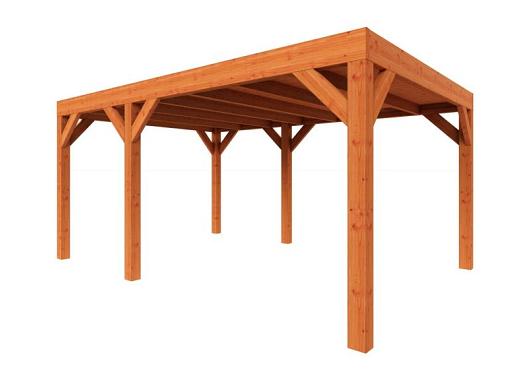 Zelfbouwpakket plat dak modern 4850x3750x2450mm geschaafd Douglas (incl. bev, excl. dakafwerking)      ZB-40.1002