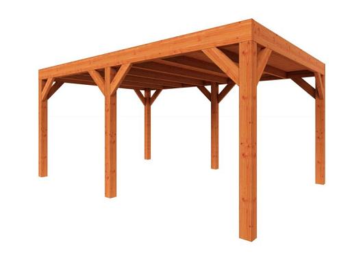 Zelfbouwpakket plat dak modern 4950x3750x2450mm geschaafd Douglas (incl. bev, excl. dakafwerking)      ZB-40.1003