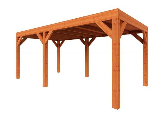 Zelfbouwpakket plat dak modern 5450x3100x2450mm geschaafd Douglas (incl. bev, excl. dakafwerking)      ZB-30.1004