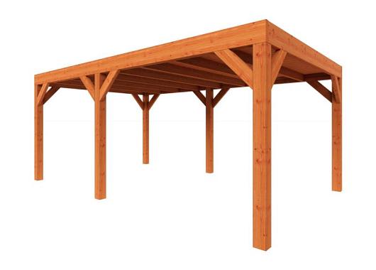 Zelfbouwpakket plat dak modern 5450x3750x2450mm geschaafd Douglas (incl. bev, excl. dakafwerking)      ZB-40.1004