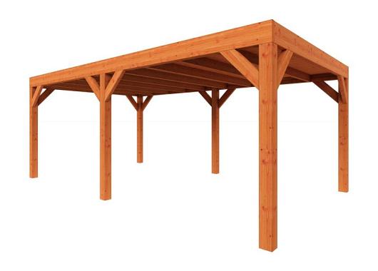 Zelfbouwpakket plat dak modern 6000x3750x2450mm geschaafd Douglas (incl. bev, excl. dakafwerking)      ZB-40.1006