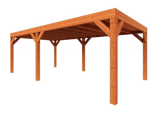 Zelfbouwpakket plat dak modern 6650x3750x2450mm geschaafd Douglas (incl. bev, excl. dakafwerking)      ZB-40.1008