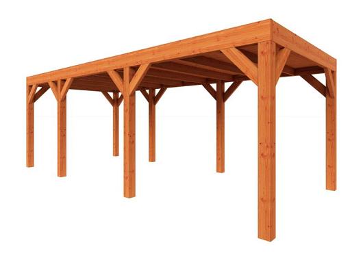 Zelfbouwpakket plat dak modern 6700x3750x2450mm geschaafd Douglas (incl. bev, excl. dakafwerking)      ZB-40.1009