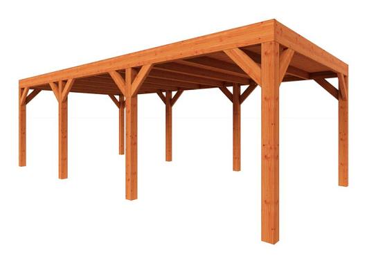 Zelfbouwpakket plat dak modern 7350x3750x2450mm geschaafd Douglas (incl. bev, excl. dakafwerking)      ZB-40.1011