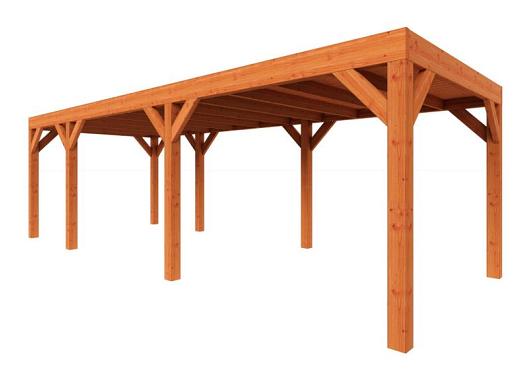 Zelfbouwpakket plat dak modern 7750x3100x2450mm geschaafd Douglas (incl. bev, excl. dakafwerking)      ZB-30.1012