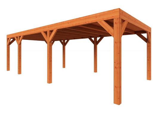 Zelfbouwpakket plat dak modern 7750x3750x2450mm geschaafd Douglas (incl. bev, excl. dakafwerking)      ZB-40.1012