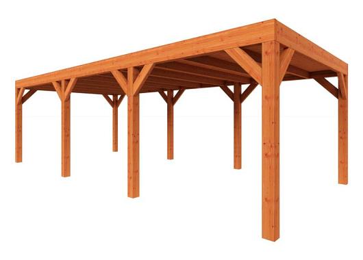 Zelfbouwpakket plat dak modern 7850x3750x2450mm geschaafd Douglas (incl. bev, excl. dakafwerking)      ZB-40.1013