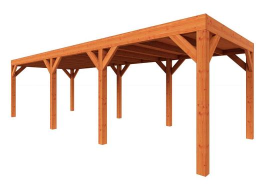 Zelfbouwpakket plat dak modern 8500x3750x2450mm geschaafd Douglas (incl. bev, excl. dakafwerking)      ZB-40.1014