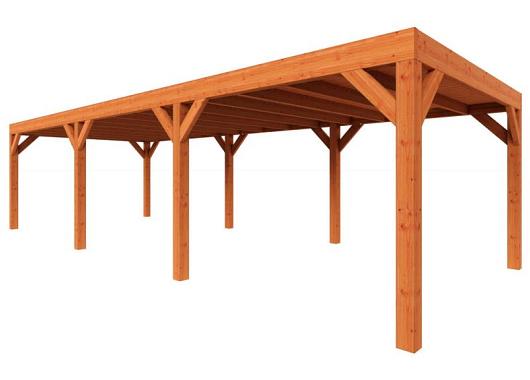 Zelfbouwpakket plat dak modern 9550x3750x2450mm geschaafd Douglas (incl. bev, excl. dakafwerking)      ZB-40.1016