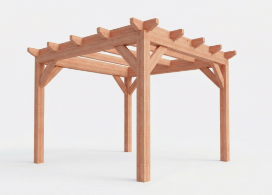 Constructiepakket plat dak | 3460x3460x2500mm | fijnbezaagd Douglas     CP-10.1000
